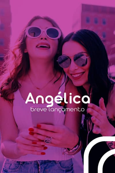 Duas mulheres sorrindo em um anúncio com texto Nurban Angélica breve lançamento